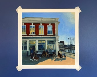 Market Cafe 2022, Broadway Market, East London Art - Limited Edition Giclee Fine Art Print (40x40cm)