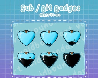 Twitch Sub Badges | Black Heart Potion Bit Badges (Digital Download)