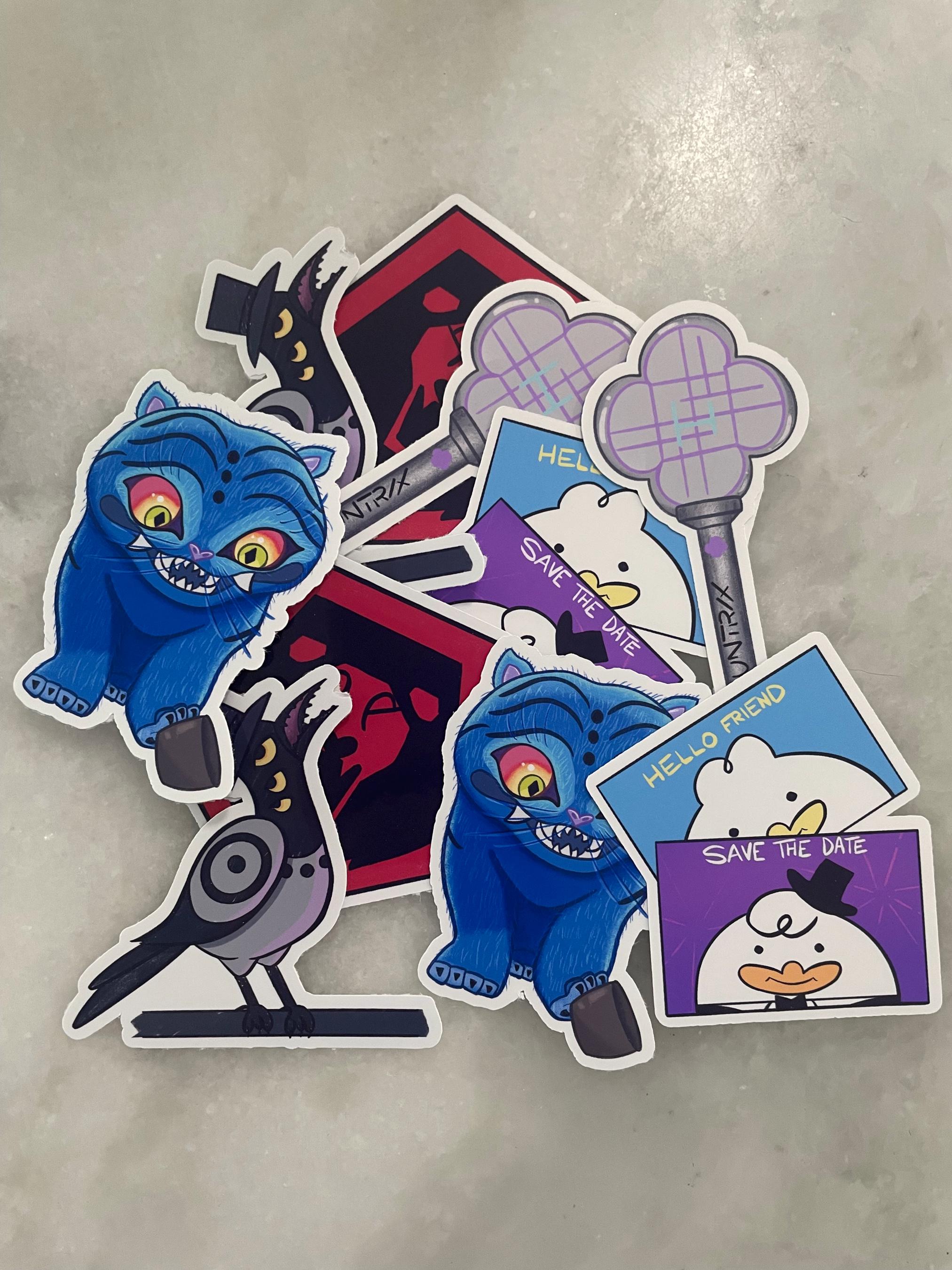derpy blue tiger | demon bird | kpdh inspired glossy vinyl stickers | cute | kpop demon hunters