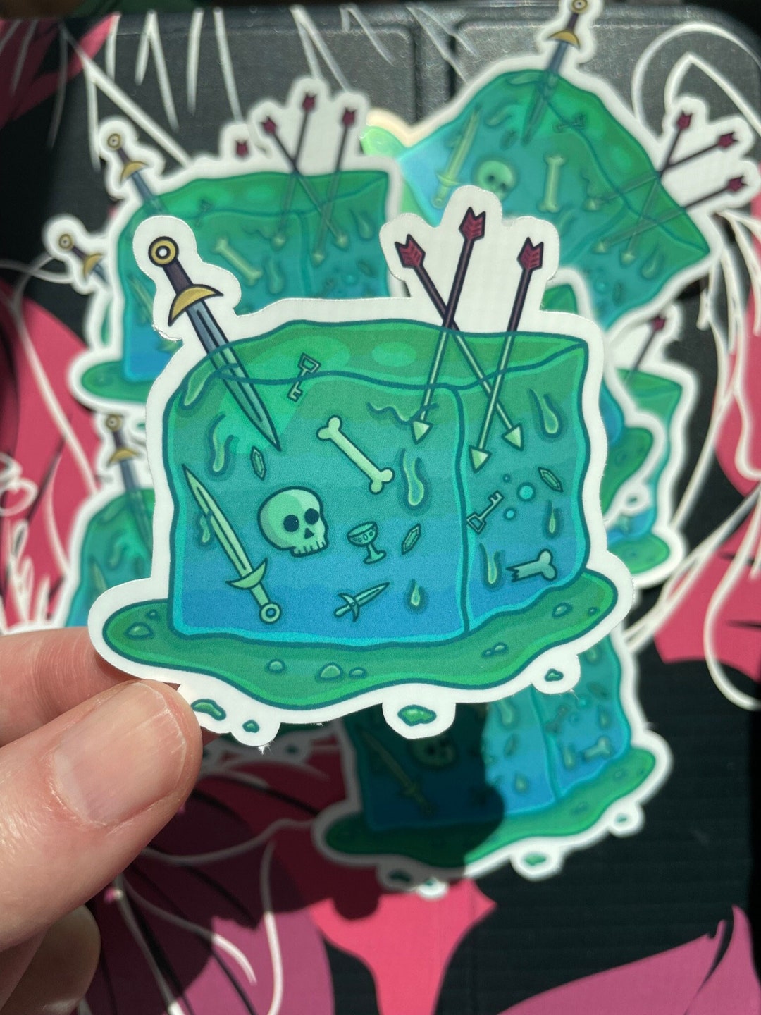 D&D Gelatinous Cube Glossy Vinyl Sticker Cute Etsy