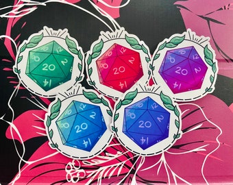 D&D D20 Glossy Vinyl Sticker | Rainbow RPG Dice