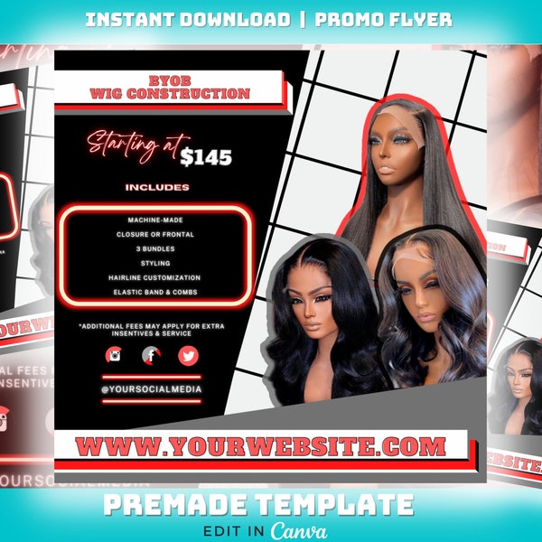 Wig Construction Flyer | Social Media Template | DIY Instagram Flyer