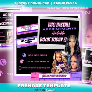 Hair Appointment Flyer | Book Now Flyer | Wig Install Flyer | Premade Template