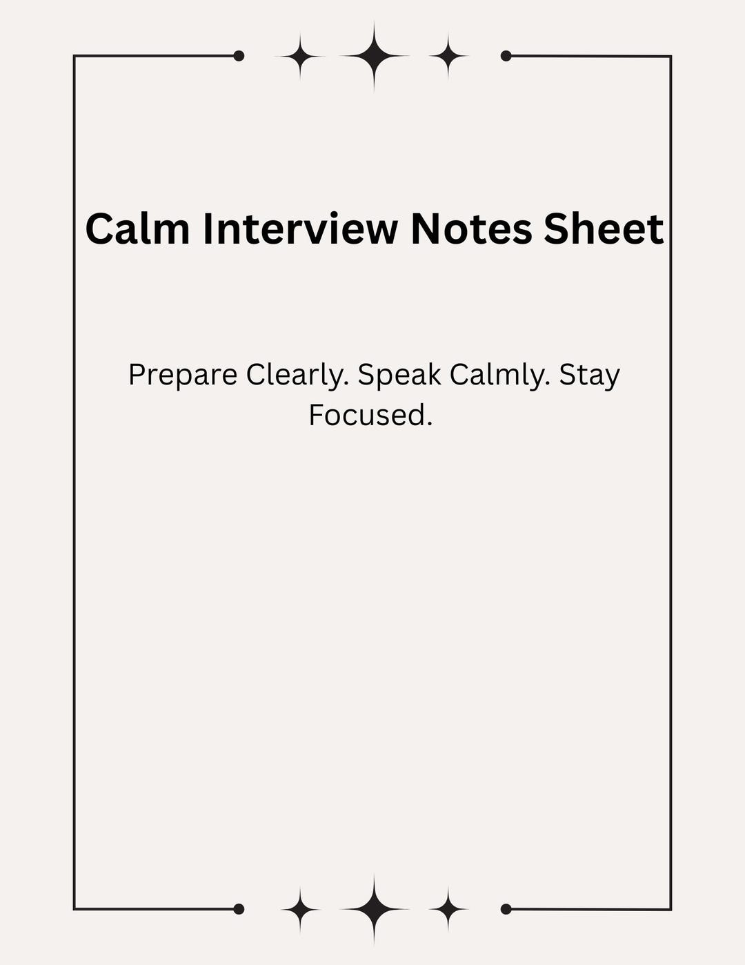 Calm Interview Notes Sheet | Printable Interview Prep Worksheet PDF ...