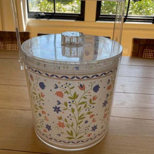 Beautiful Mid century STOTTER ice bucket with lid. Retro. Floral. MCM.