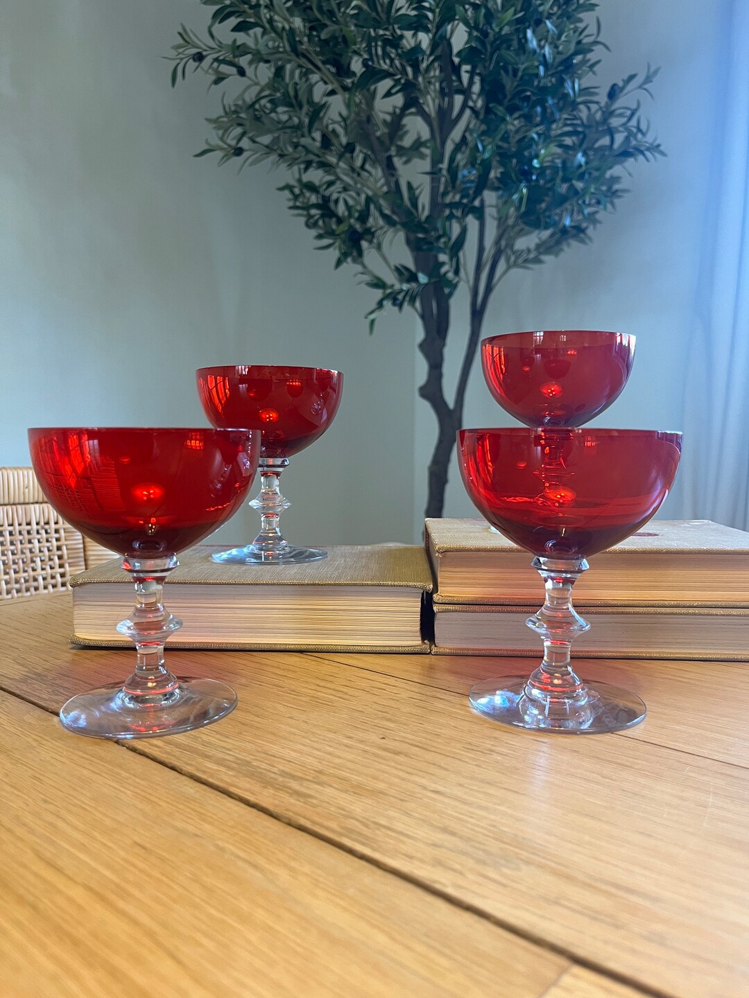 Buy Vibrant Ruby Red Morgantown Vintage Set of Online in India