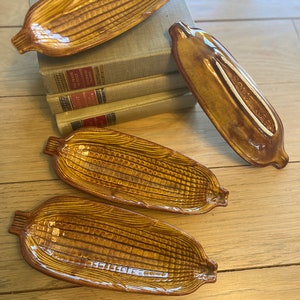 Corn Cob Holders/Trays/Serving Dish California Pottery s/4 vintage