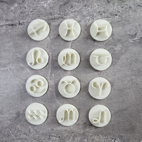 Zodiac Clay Cutter and Stamps, Zodiac Symbol Clay Cutter, Clay Cutter, Polymer Clay Cutters, Earring Jewelry Making, Aries, Taurus, Cancer