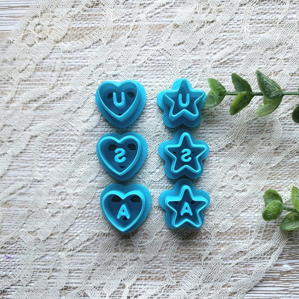 USA Polymer Clay Cutter Set, July 4th Clay Cutters, Independence Day, USA Hearts, USA Stars