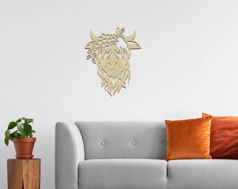 Highland Beauty, Highland Cow Metal Art, Animal Art, Farmhouse Decor, Metal Wall Art, Laser Cut Metal Art, Highland Cow Wall Art, Cow Art