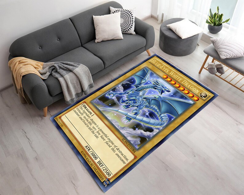 Yugioh Blueeyes White Dragon Rug Anime Rugs Yu Gi Oh Etsy