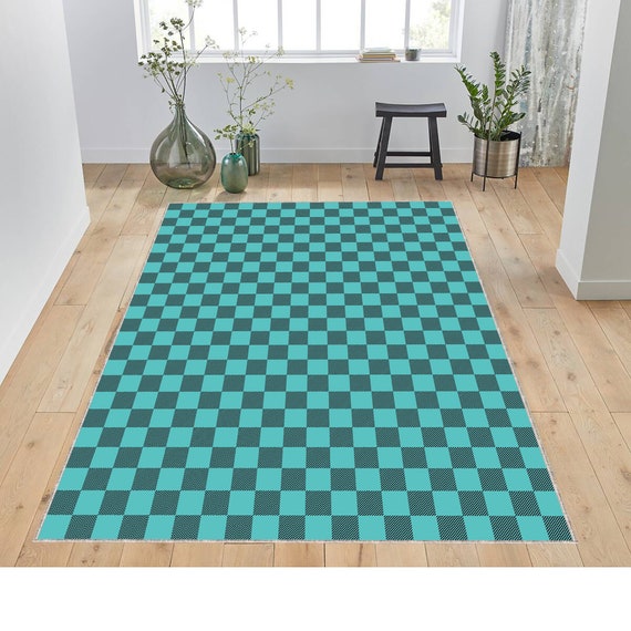 Texture Blue and Black Rug Moroccan Checkered Rug Checkered Etsy