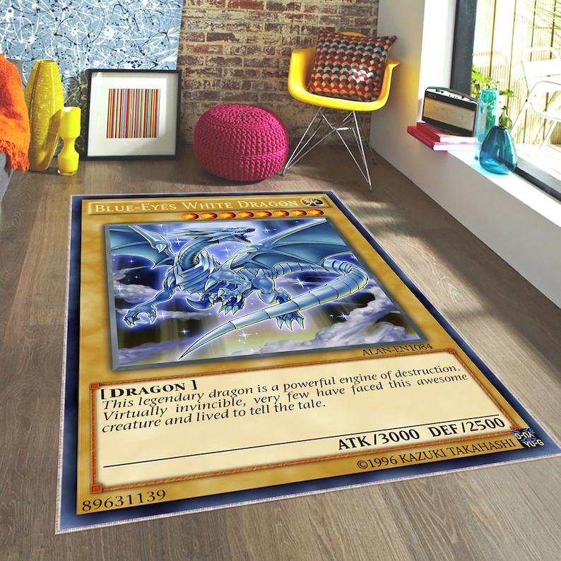 Yugioh Blueeyes White Dragon Rug Anime Rugs Yu Gi Oh Etsy