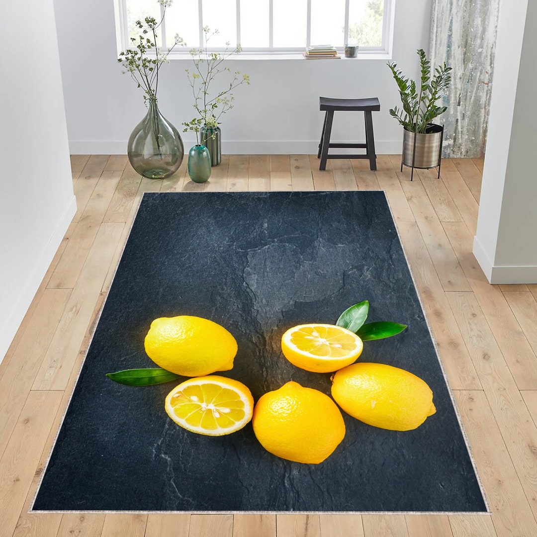 Kitchen Rug Lemon Dining Rug Lemon Rug Design Rug Etsy