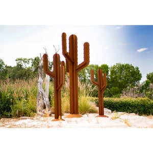 Cactus en métal patiné sculpture cactus colonne cactus 3D vraie rouille image 8
