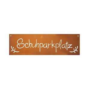 Edelrost Schild Wandtafel - Schuhparkplatz - Rostdeko Witzige Deko Eingang Flur