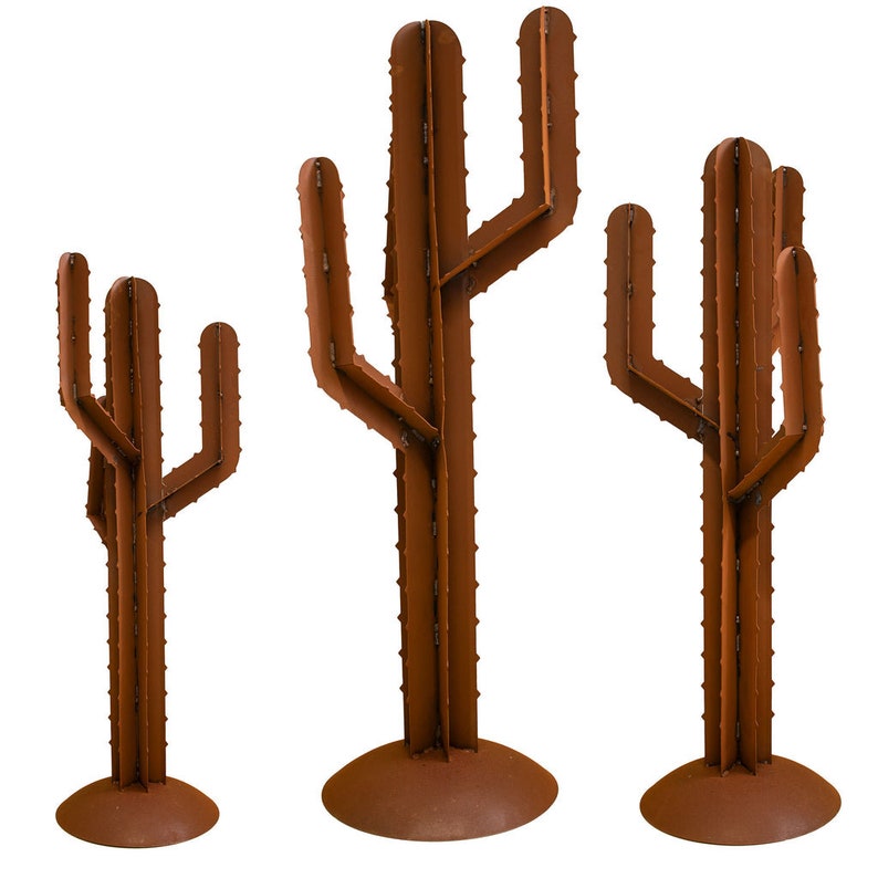 Cactus en métal patiné sculpture cactus colonne cactus 3D vraie rouille image 1