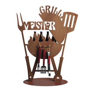 Grill stand grill master BBQ rust figure for the garden grill decoration men&#39;s gift