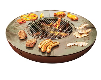 Barbecue area fire pit fire bowl XL with grill plate made of metal garden grill