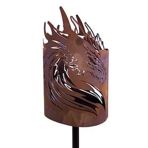 Torch Stick Dragon Head Rust Garden Torch Fire Stick Fire Basket Stick Flame Stick