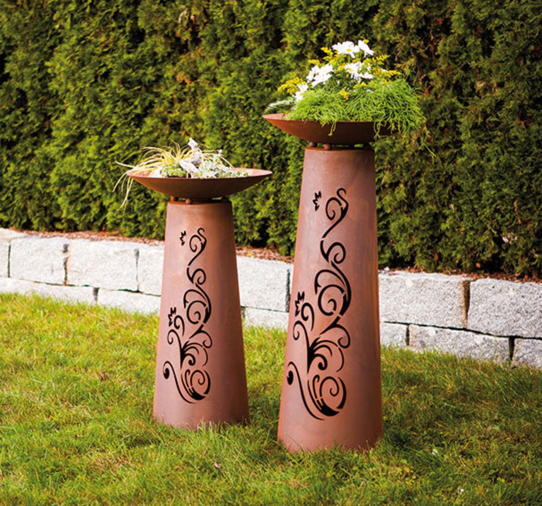 Column Cone - Ornament - Patina Planting Column Garden Column Rust ...