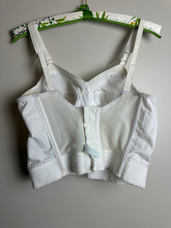 Vintage 1960s White Cotton Bullet Bra Bustier Lon… - image 4