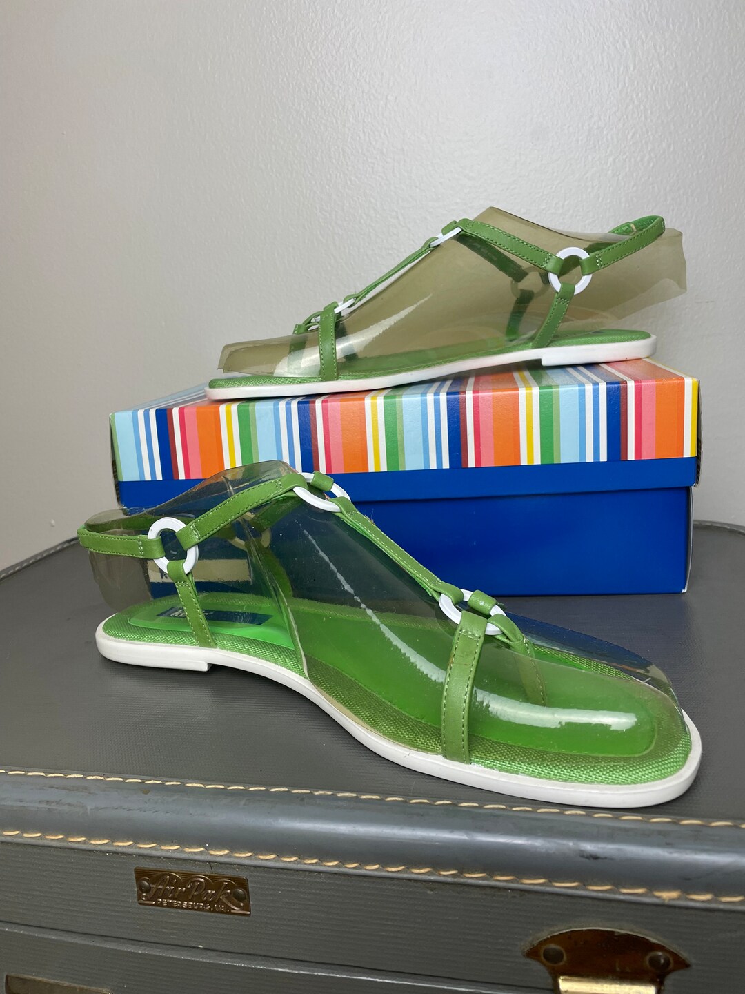 Vintage 90s Green Leather Keds Strappy Sandals Size 8 NIB Etsy