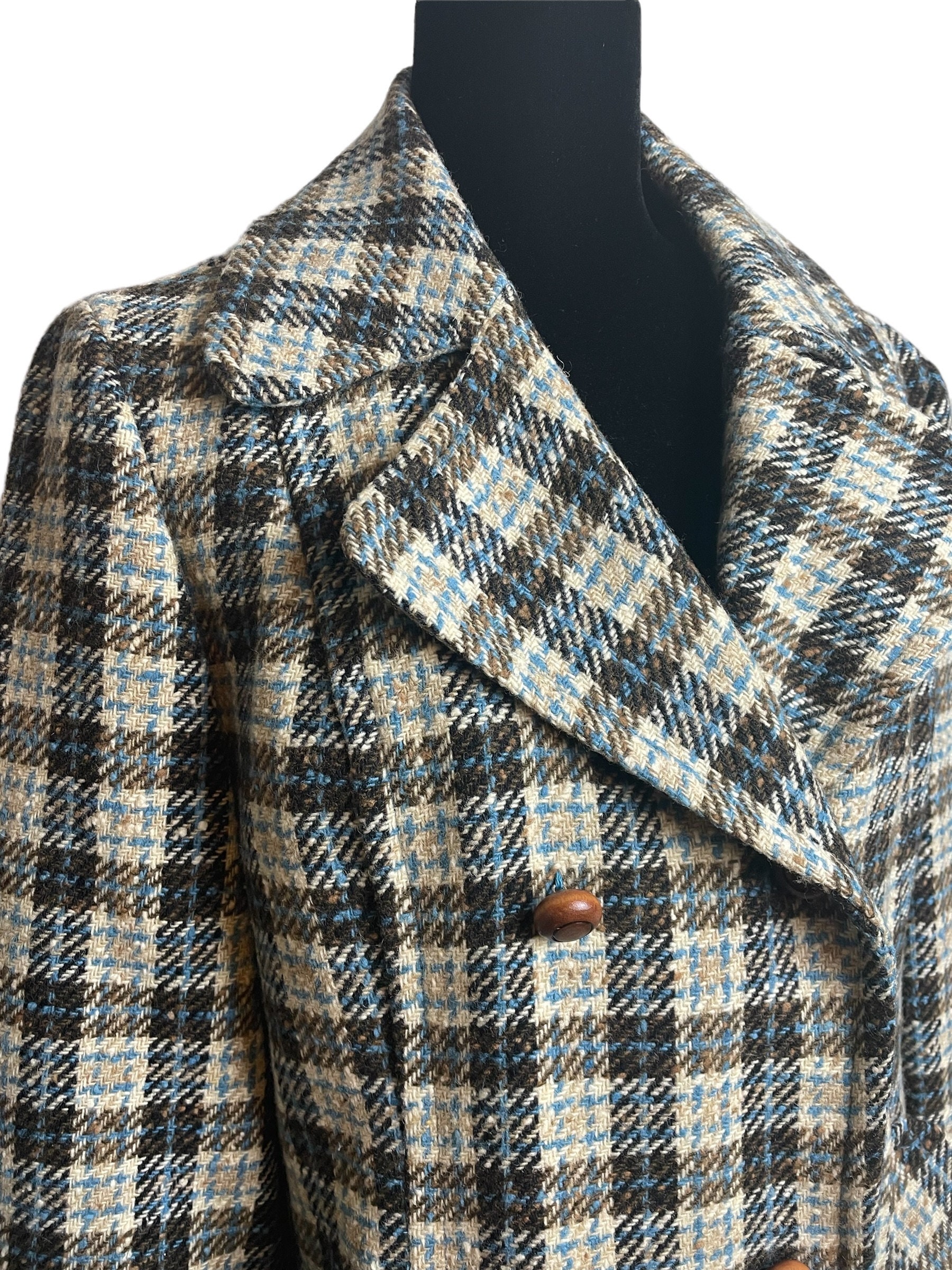 checkered peacoat mens