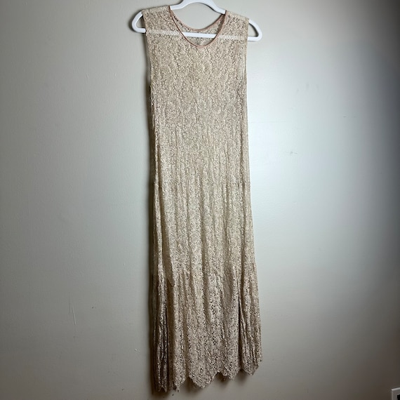 Antique 1920s Silk Lace Ivory Flapper Dress Match… - image 2