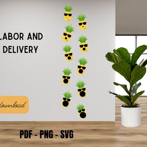 Summer Labor and Delivery Unit Decor - Dilation Pineapples - Labor Nurse - Midwife - OB office Decor - Instant download - Digital Download