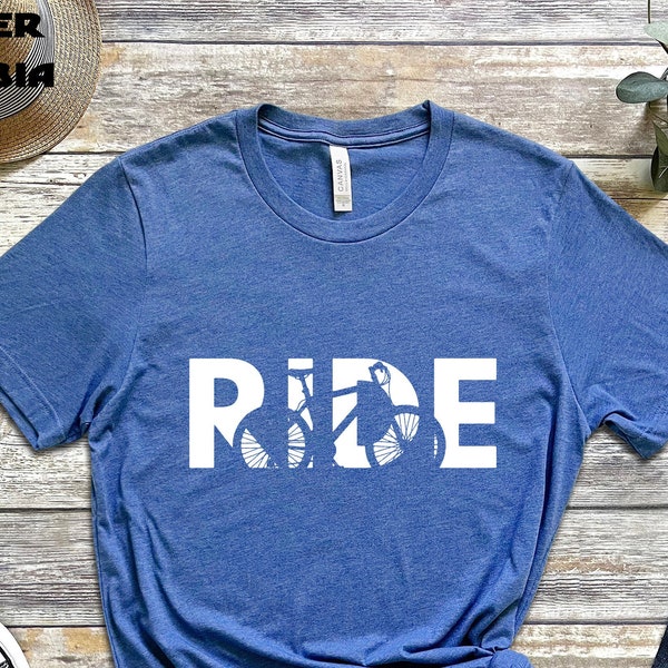 Ride Shirt, Funny Bike Shirt, Bike Lover Gift, Cyclist Clothes, BMX, Mountain Bike Unisex Heavy Cotton Tee, Cycling Shirt