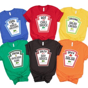 Group Condiments Shirts, Adults Youth Ketchup Ranch, Matching Condiment, Halloween Costume Party Shirt, Softball Tournament Shirt