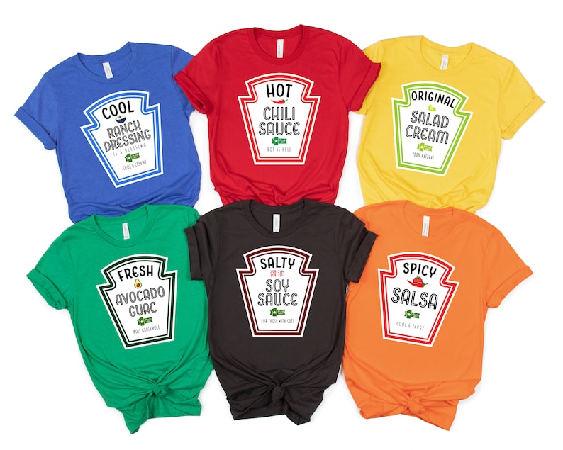 Condiments Shirts Group Condiments Shirts, Adults Youth Ketchup Ranch, Matching Condiment ...