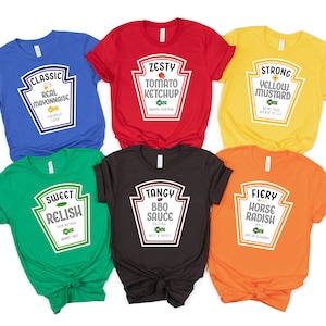 Condiments Shirts Group Condiments Shirts, Adults Youth Ketchup Ranch, Matching Condiment ...