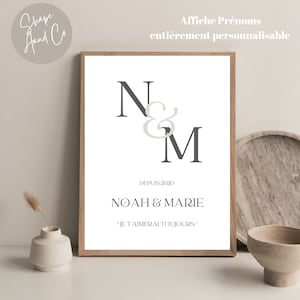 Personalized first names poster / Couple date / Minimalist romantic gift / Wall or digital decoration / Christmas gift