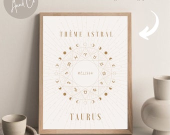 Astrology poster / personalized astrology poster / birth astrological sign / astral theme / astrology / birth