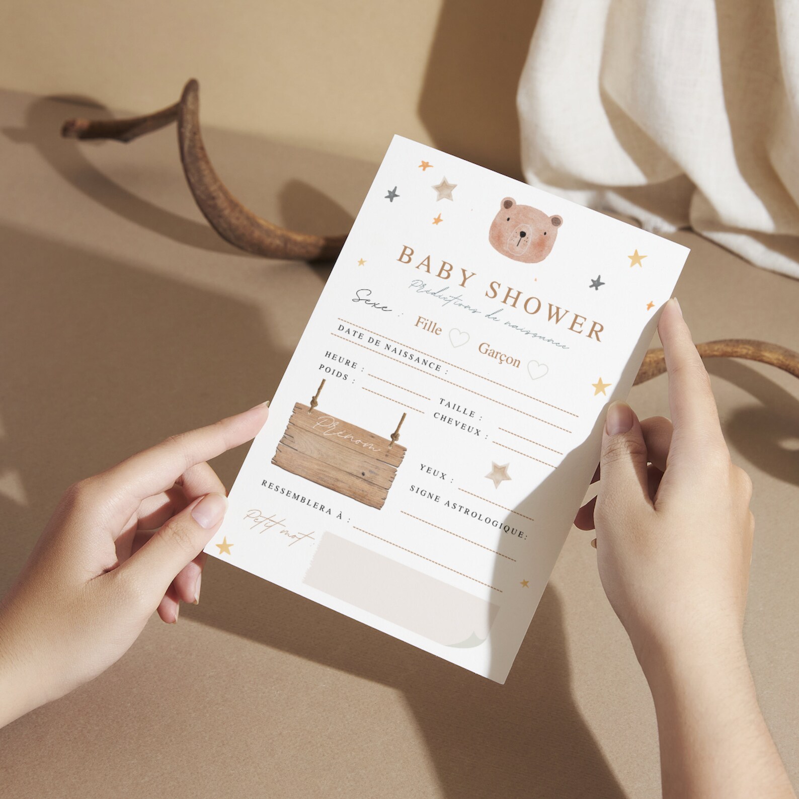 30 Cartes De Prédiction Pour Baby Shower - Décoration Et Jeu Interactif - Papier Kraft élégant