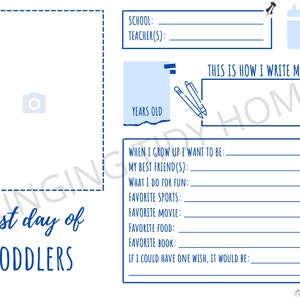 First Day of School: Grade Memory Box Sheets - Dark Blue