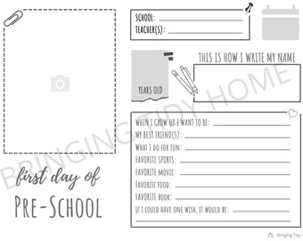 First Day of School: Grade Memory Box Sheets - Gray