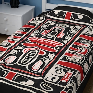 Wurfdecke Native American Style, Earth Spirit, weiche Plüsch-Samt-Decke Bild 1