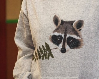 Bluza z kapturem „Szop z paprociami”, bluza Forestcore Cottagecore