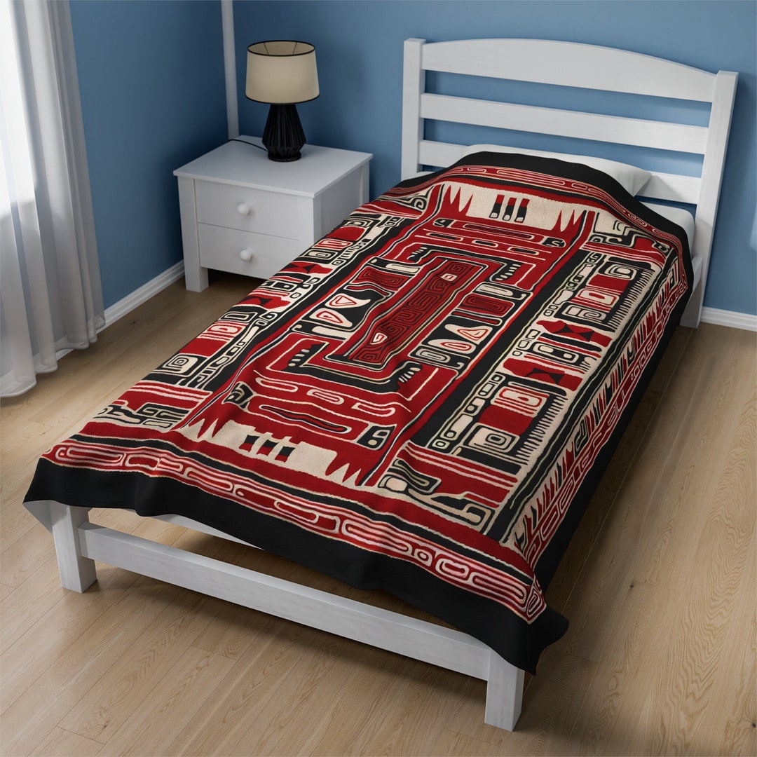 Curated visual reference: Penthouse Throw Blanket With Intricate Pattern Reference: Native American Style Throw Blanket Intricate Pattern Soft Velveteen