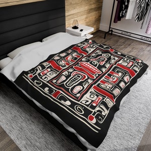 Wurfdecke Native American Style, Earth Spirit, weiche Plüsch-Samt-Decke Bild 4