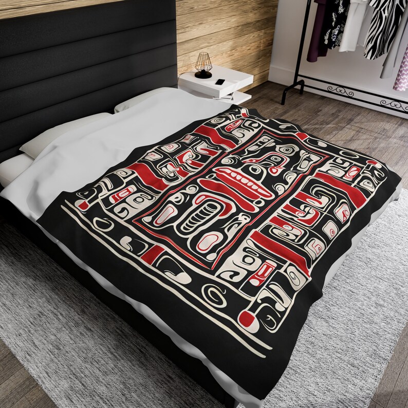 Wurfdecke Native American Style, Earth Spirit, weiche Plüsch-Samt-Decke Bild 4