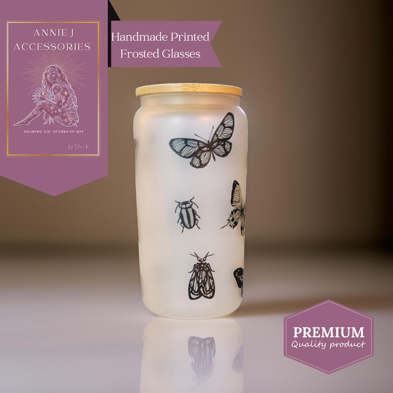 Curated visual reference: Fresh Look at 15Oz Frosted Glass Boho Bugs Design Sublimation Art Affordable Gifts