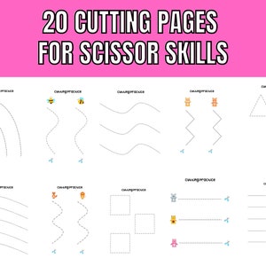 Scissor Skills Practice Sheets, Printable Cutting Practice, Fine Motor Skills, Cutting Practice PDF