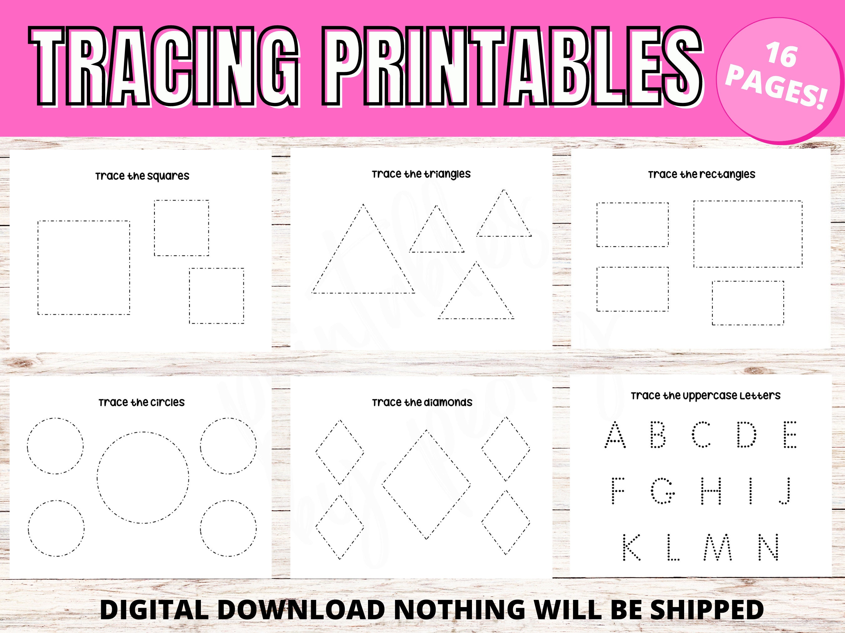 Tracing, Printable Alphabet Letters, Numbers, Shapes Tracing Pages
