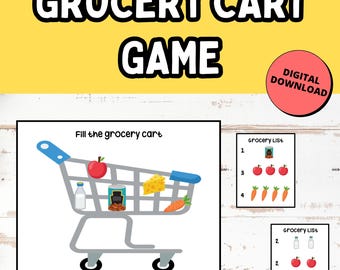 Shopping List Grocery Game, Pretend Play Educational Play, Busy Binder Printable, Homeschool, Printable Game for kids, Super Market PDF food