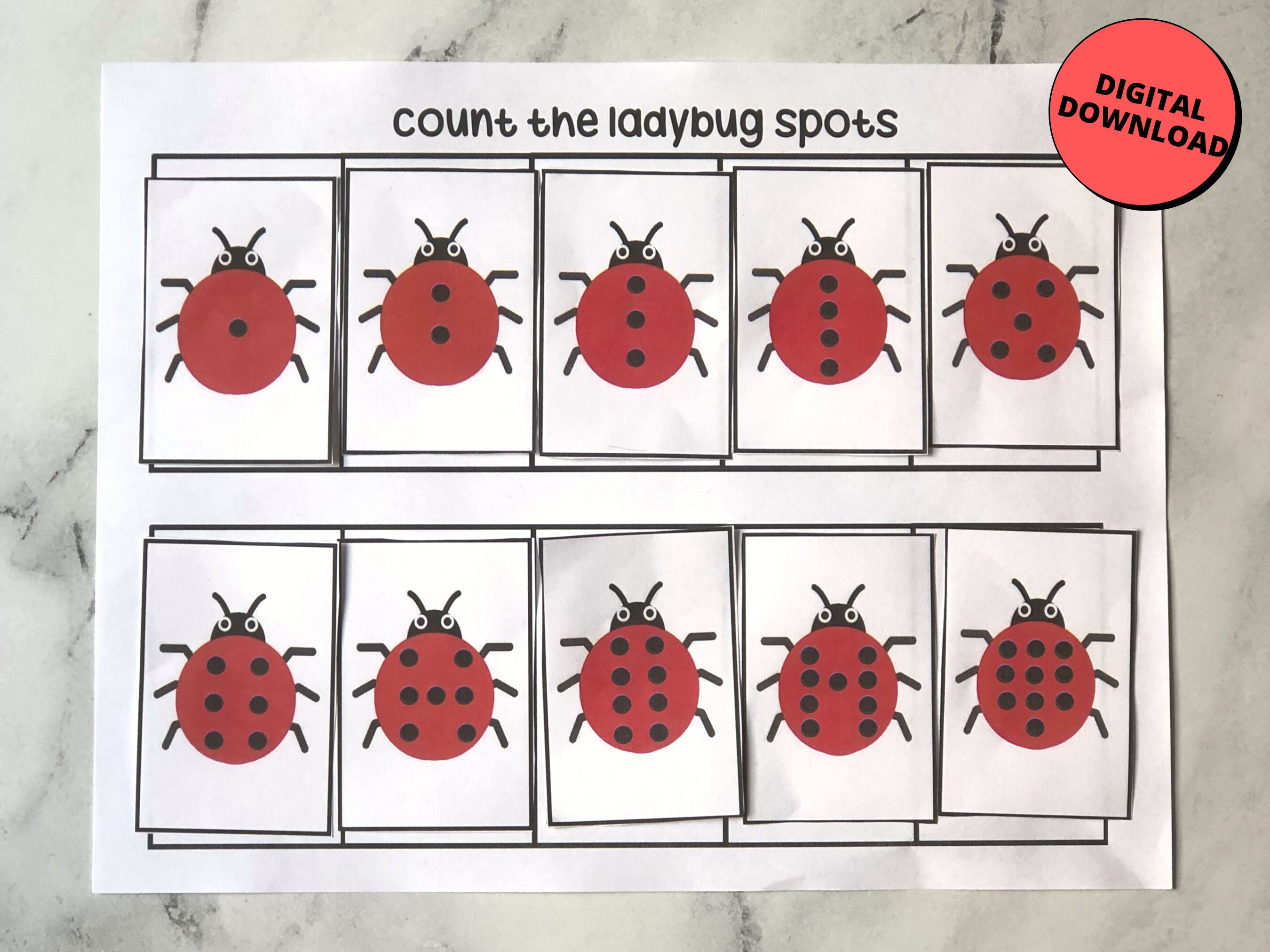 Ladybug Counting Activity, Counting Activities for Toddlers, Busy Book ...