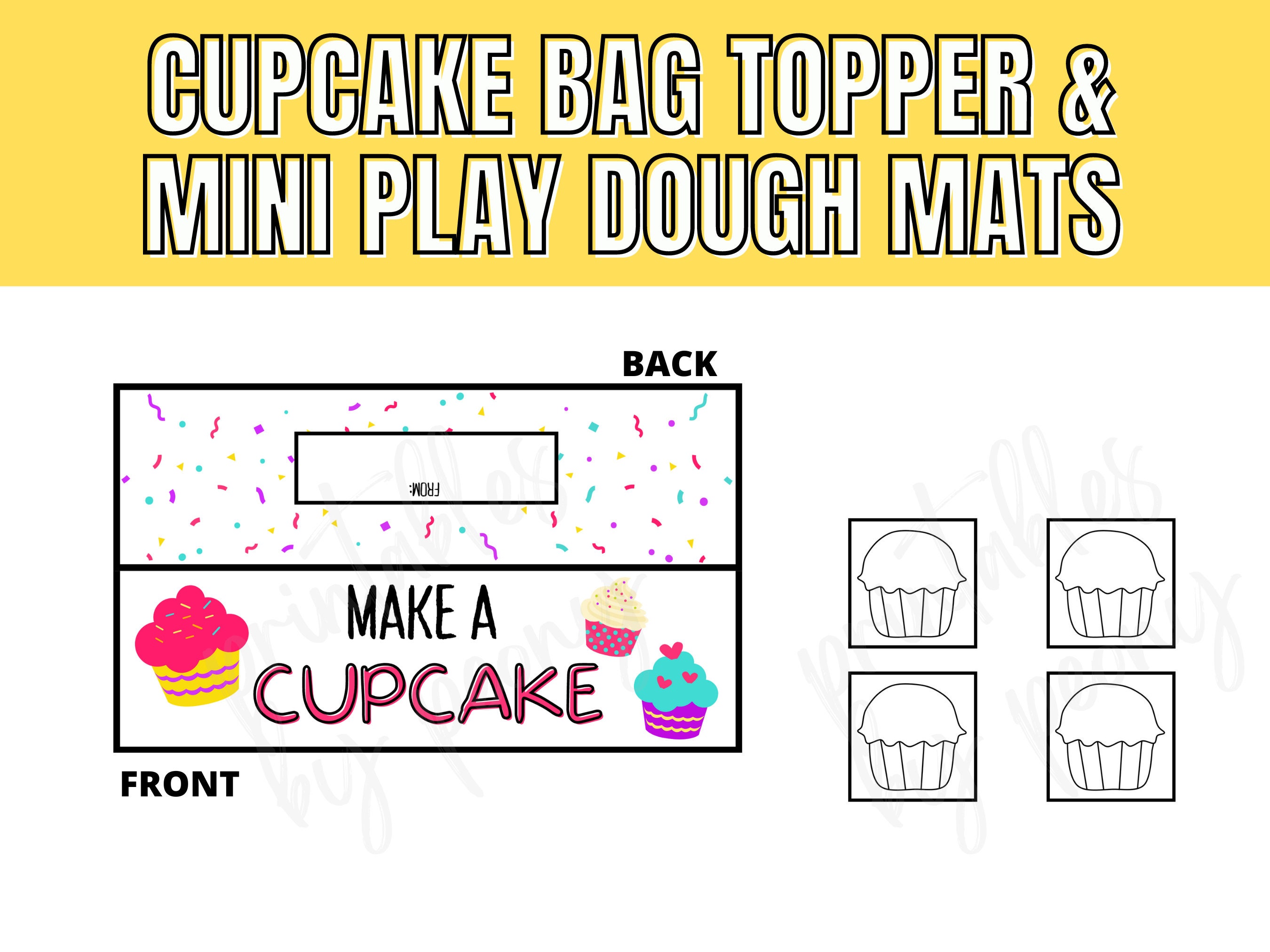 Cupcake Play Dough Birthday Kit Bag Toppers, Playdoh Printable Party ...